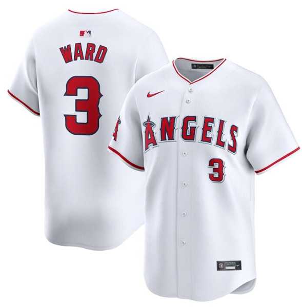 Mens Los Angeles Angels #3 Taylor Ward White Home Limited Baseball Stitched Jersey Dzhi->los angeles angels->MLB Jersey